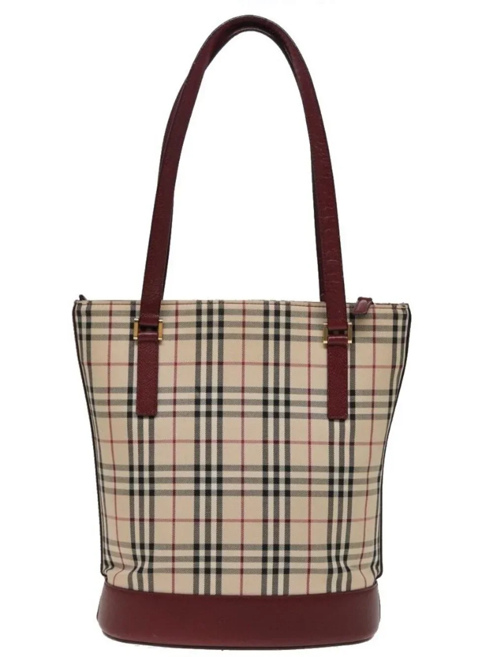 BURBERRY Nova Check Tote Bag Canvas Beige Auth mr278 - Picture 3 of 16